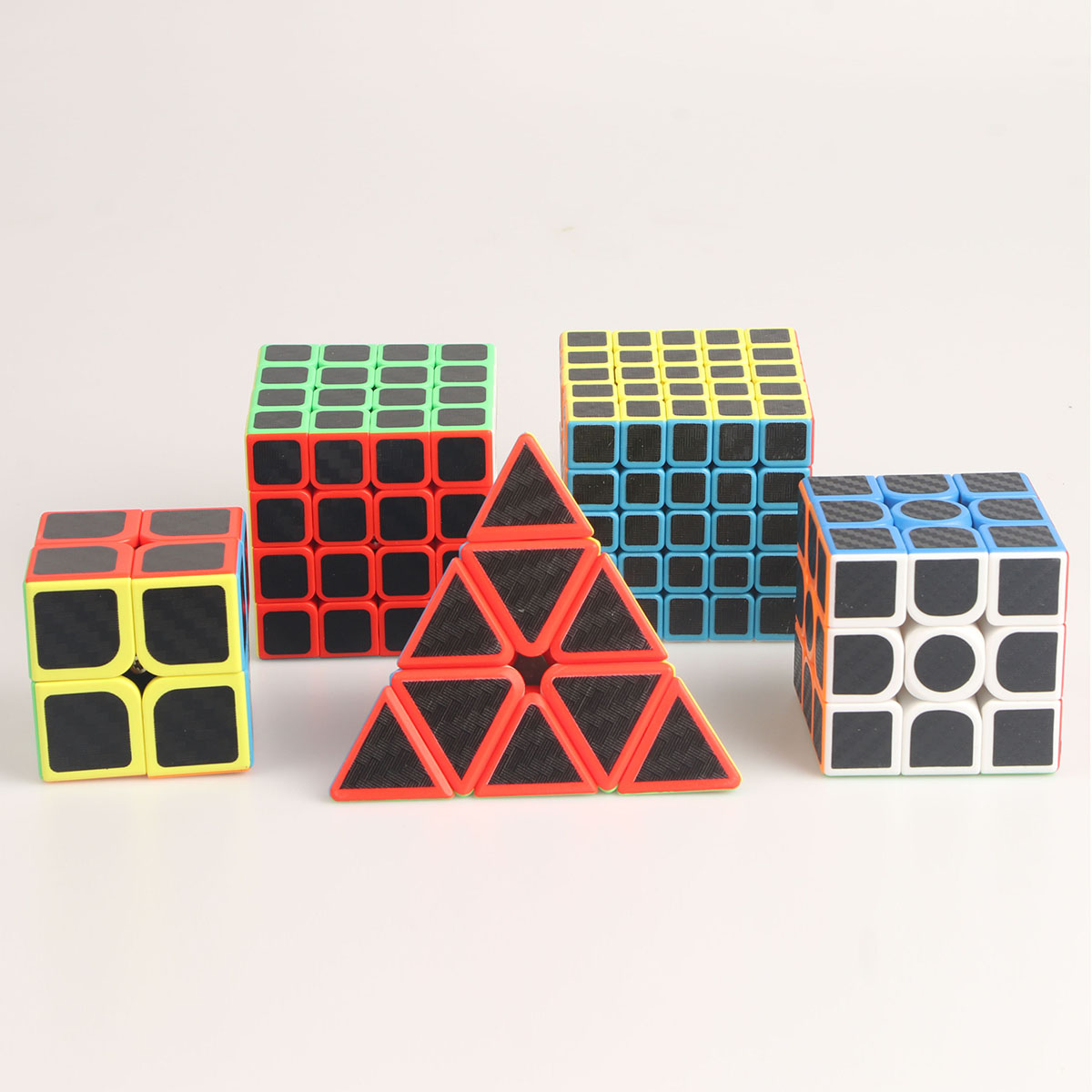 カーボンファイバーステッカー 2x2 3x3 4x4 5x5Pyramidprofessional スピード楽しい教育指先圧力軽減パズルおもちゃ
