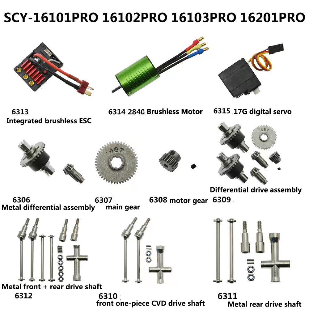 16101PRO 16102PRO RC Auto Metall Upgrade Teile Original Teile Bürstenlosen Motor Getriebe Antriebswelle Esc Auto Zubehör für erwachsene