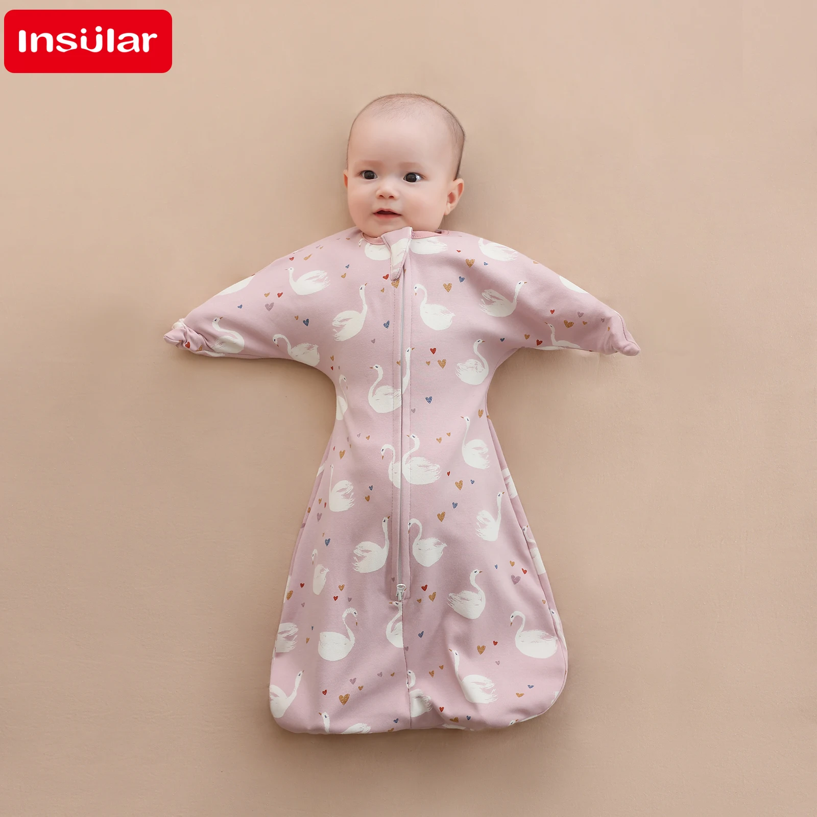 INSULAR Sacchi a pelo in cotone per bambini Sacchi a pelo anti-shock per neonati Coperte per la resa della mano sollevato Cartone animato infantile Salto anti-spaventa