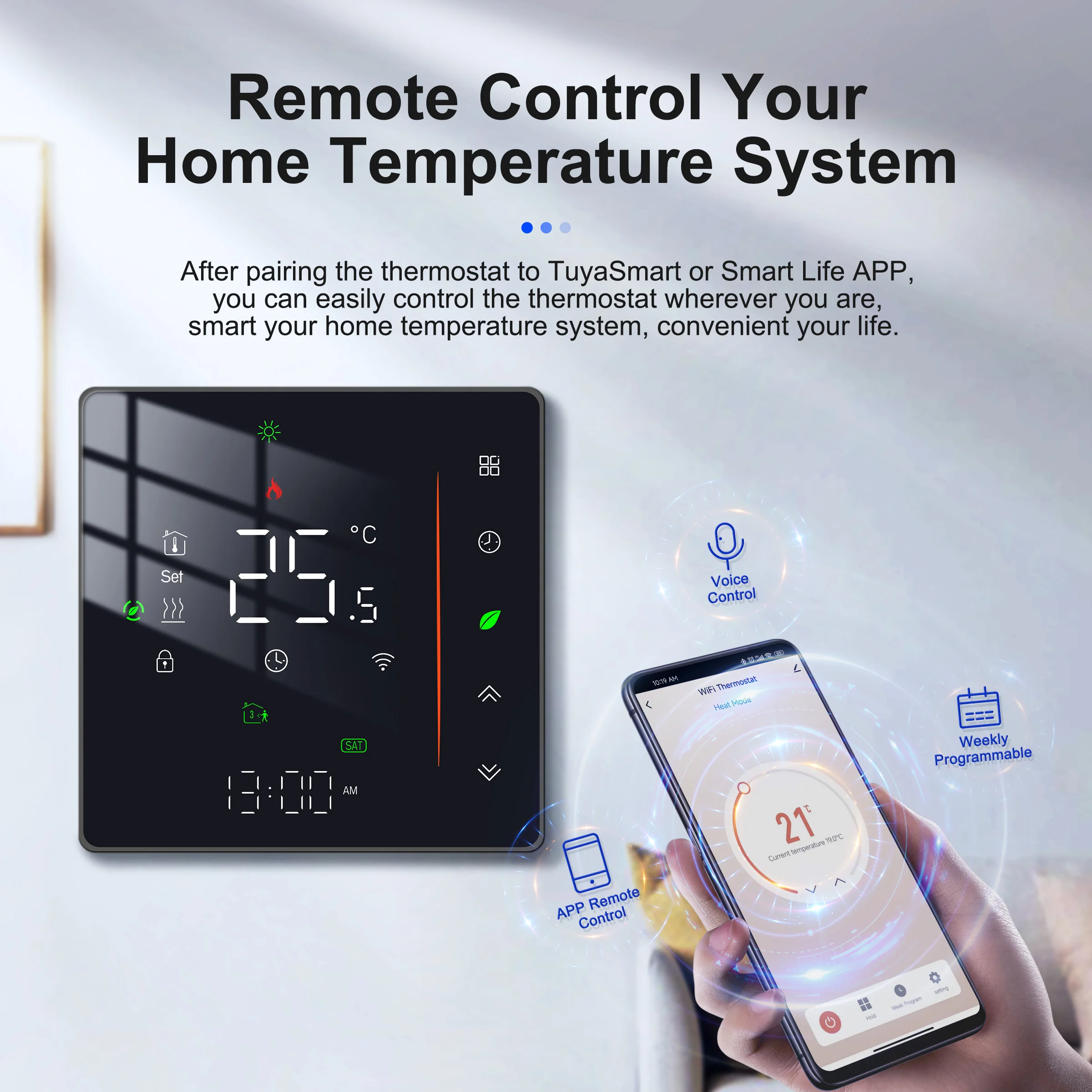 Tuya スマート暖房サーモスタット WiFi 電気/水/ガスボイラー床暖房温度コントローラー Alexa Hey Google をサポート