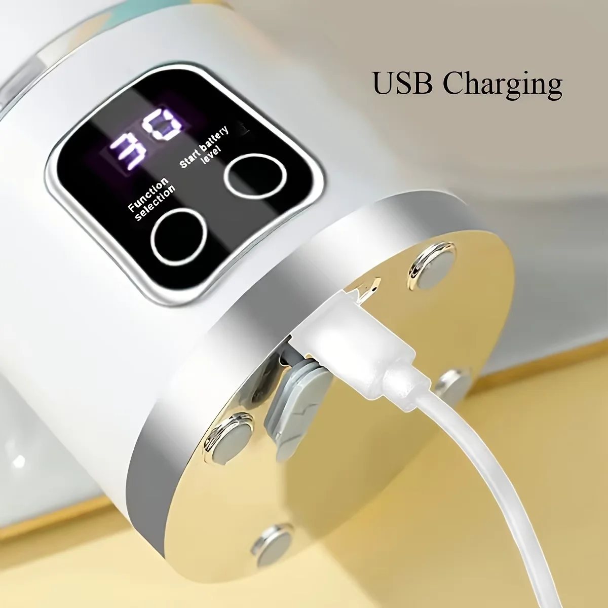 10개의 칼날을 가진 휴대용 과일 주서기 450ml 용량 3단계 USB 충전식 블렌더 아이스 크러셔 쉐이크 및 스무디용 주서기 컵