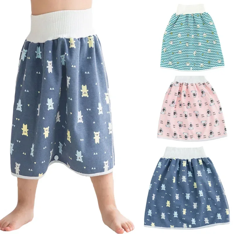 Calças de fraldas à prova d'água para bebês, saia para treinamento de penico, fraldas curtas confortáveis para meninos e meninas, roupas de cama para dormir