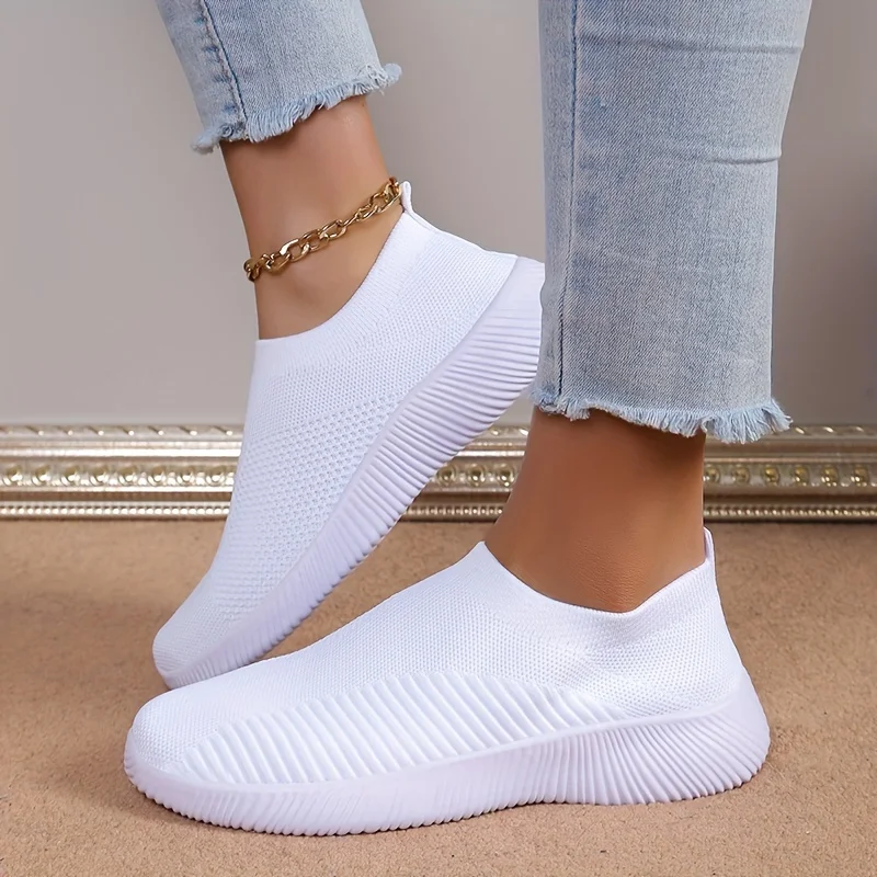 Pink Women's Shoes Breathable Flats Elastic Shoes for Women Sneakers Zapatos Mujer Summer Footwear Lightweight Sports Shoes
