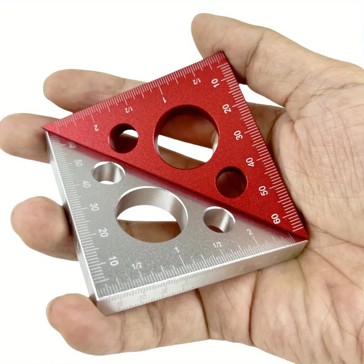 Aluminiumlegering 45-90 graden hoekliniaal Imperial Metrische schaal Houtbewerking Timmerman Vierkant Meten Hoogtemeter DIY Handgereedschap
