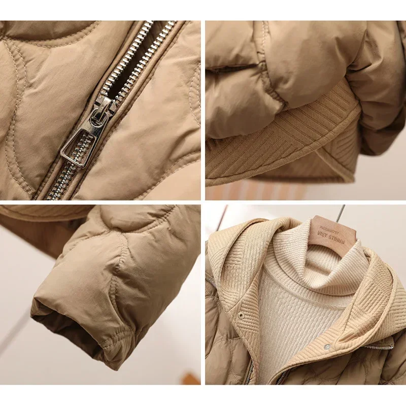 Women's White Duck Down Hooded Jacket, Warm Vacation Jacket, Casual, Korean, Autumn, Winter, New