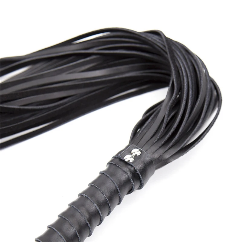 68cm mango de cuero genuino borlas látigo de caballo cultivo Flogger Paddle Slapper entrenamiento de caballos lanchas de doma