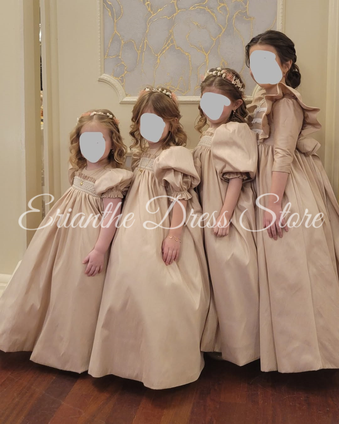 Maßgeschneiderte Prinzessin Blumenmädchenkleider für die Hochzeit Puffy Bulb Sleeve High Waist Erstkommunion Kinder Geburtstag Party Kleider