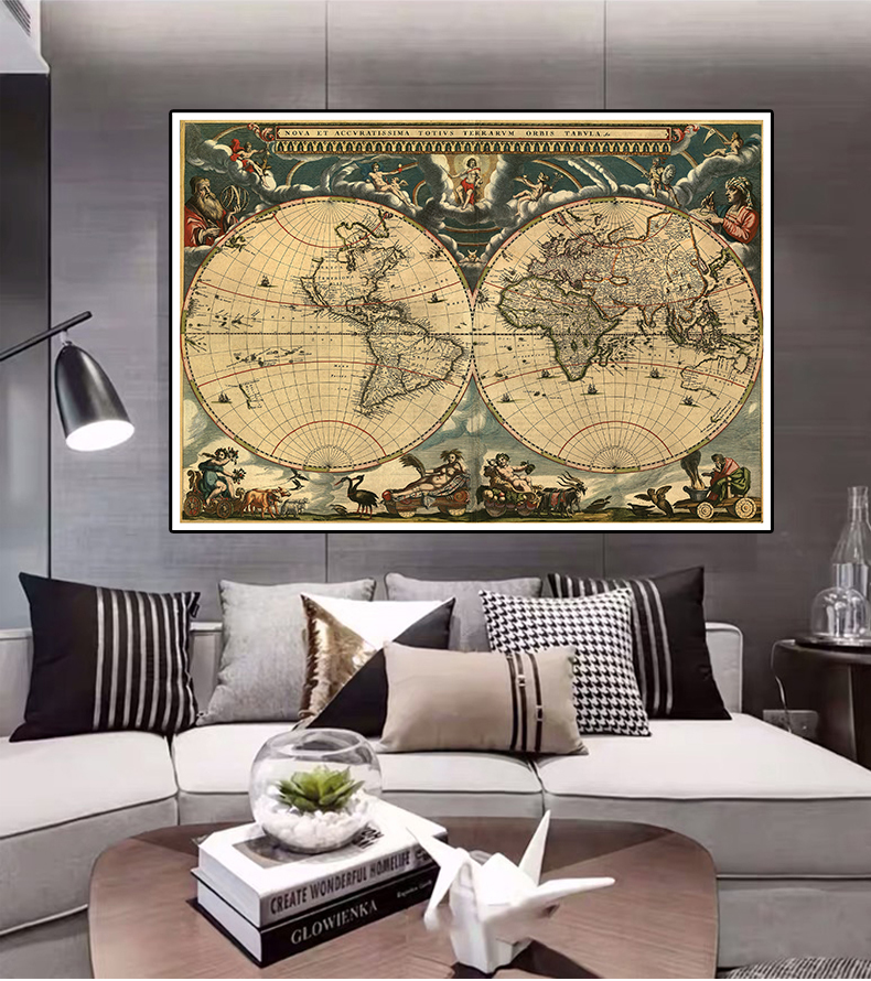 150*100cm 중세 라틴 포르투갈어 장식 벽 아트 포스터 거실 홈 장식 학교 용품과 빈티지 세계지도