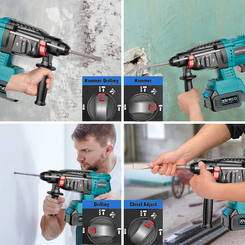 3 in 1 Brushless Impact Hammer 21V Cordless Hammer Drill FUNCTION Multifunctional Steel Concrete Wood For Makita 18V Battery