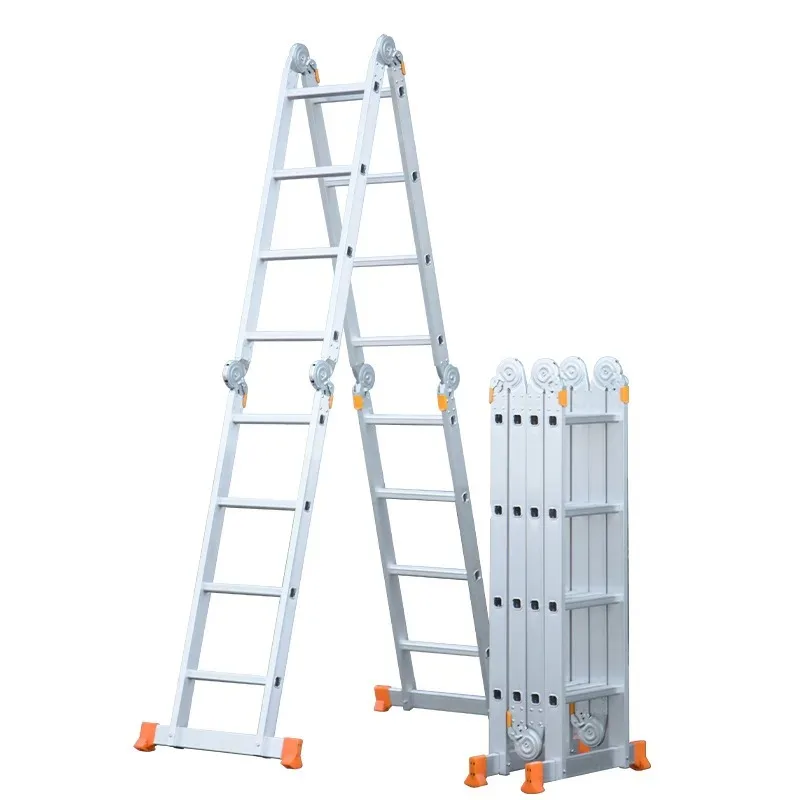 Scala a soppalco telescopica industriale in alluminio a 13 gradini Scale combinate pieghevoli per appartamenti all'aperto Capacità di carico 150 kg