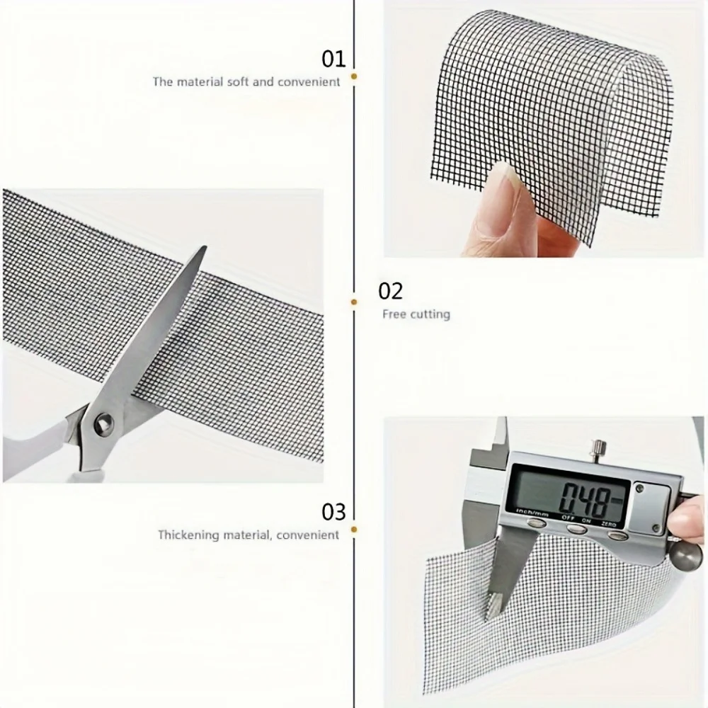 1 roll 2M Strong Self-Adhesive Window Screen Repair Tape - Cover Holes and Tears, Keep Insects Out  Window Screen Mosquito Net