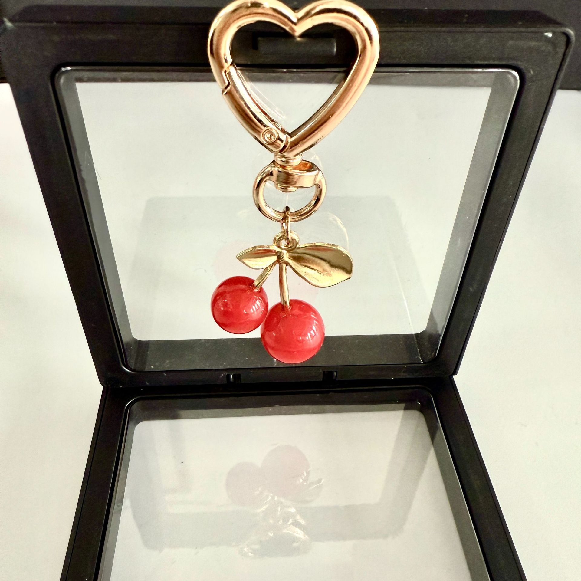 Cherry Blossom Heart-Shaped Bag Charm Durable Lobster Clasp DIY Bag Accessory Perfect Gift for Women Romantic Token of Love