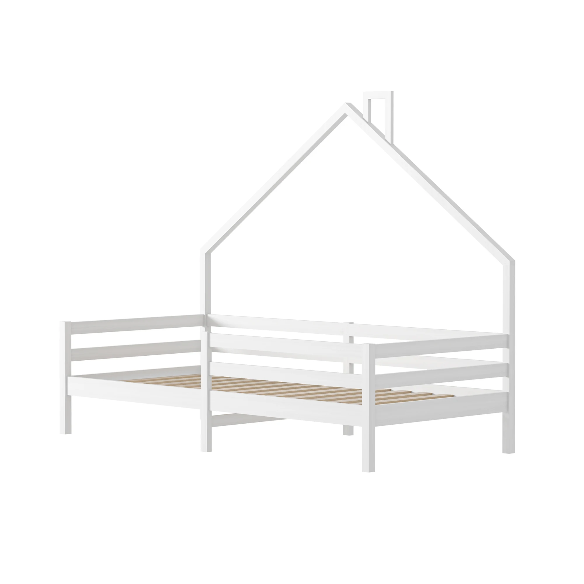 Cama infantil Lazyspace 90 x 200 cm com proteção contra quedas Cama de madeira resistente para casa na árvore com estrutura de ripas para meninos e meninas