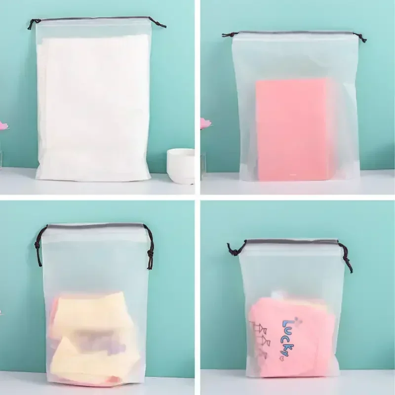 10 Stück tragbare Schuhaufbewahrung mit Kordelzug, umweltfreundliche Aufbewahrungstasche für Kleinigkeiten, Reise-Make-up-Tasche, wasserdichte transparente Kunststoff-Aufbewahrungstasche