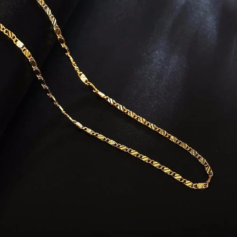 40-75cm 18k 금 925 스털링 실버 참 2mm 플랫 체인 목걸이 여성 남성용 럭셔리 패션 파티 웨딩 주얼리