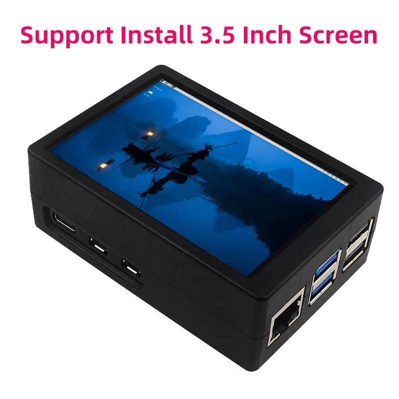 Carcasa de plástico para Raspberry Pi 5, Carcasa de ABS negra y plateada, ventilador de refrigeración PWM opcional, enfriador activo, compatible con pantalla de 3,5 pulgadas para RPi 5 Pi5