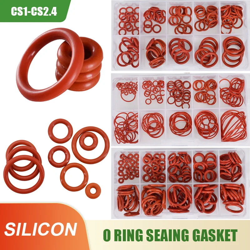 Arandelas de junta tórica de silicona roja, arandelas de junta tórica de silicona de calidad alimentaria VMQ, arandela de sellado, cocina, Gel de sílice aislado de goma CS1-2.4