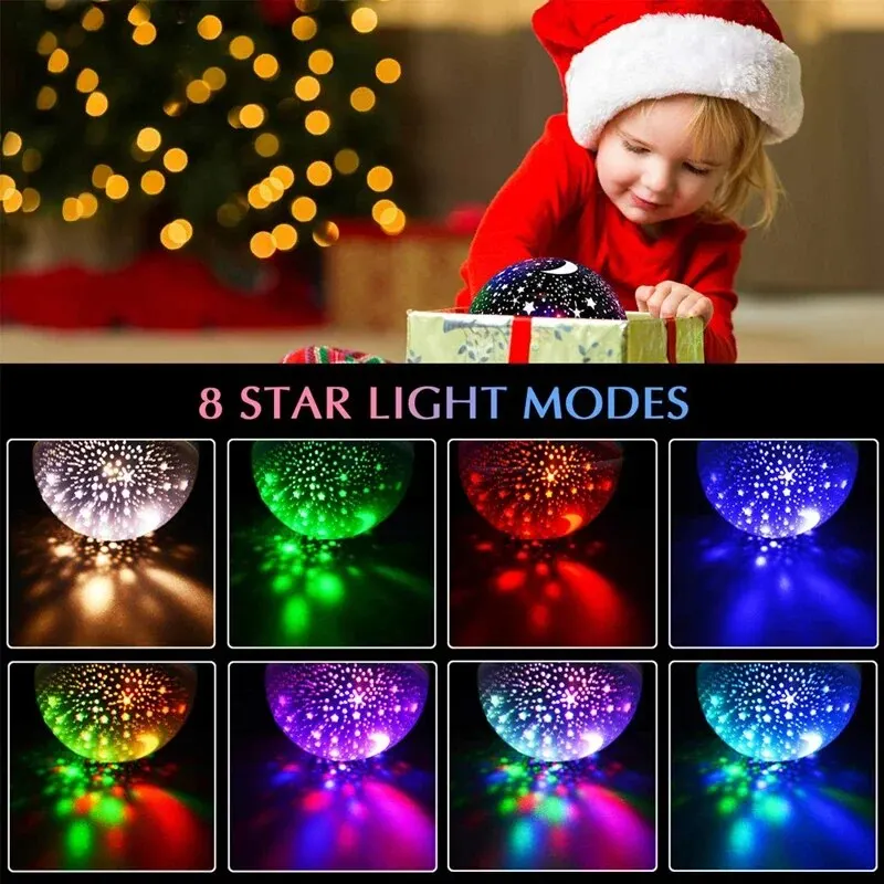 LED Starry Night Light Auto Rotating Pattern 500mAH Lithium Battery Starry Night Projection Light for Bedroom Decoration