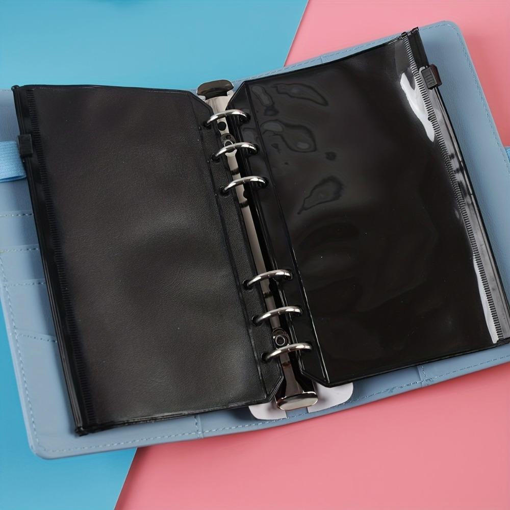 5 ชิ้น A6 Binder กระเป๋าสีดําซิปกระเป๋าสีดํา PVC งบ Budget ซองการจัดเก็บเอกสารกระเป๋าสําหรับ A6 โน้ตบุ๊ค Binder