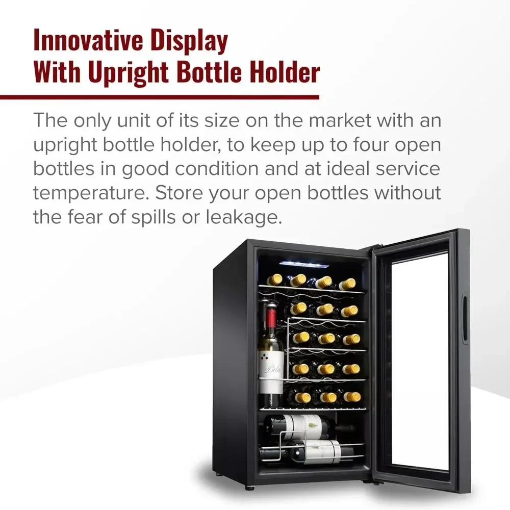 24-Bottle Compressor Wine Cooler with Upright Bottle Storage - Freestanding Wine Refrigerator with Digital Touchscreen