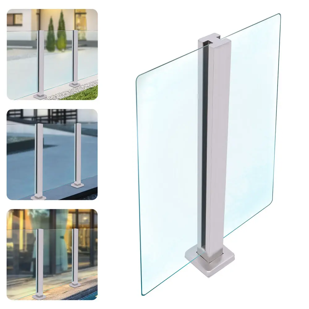 Glass Stair Railing Post System Stainless Steel Glass Railing Post for Balcony Deck (Mid Post,Height 35.8'')