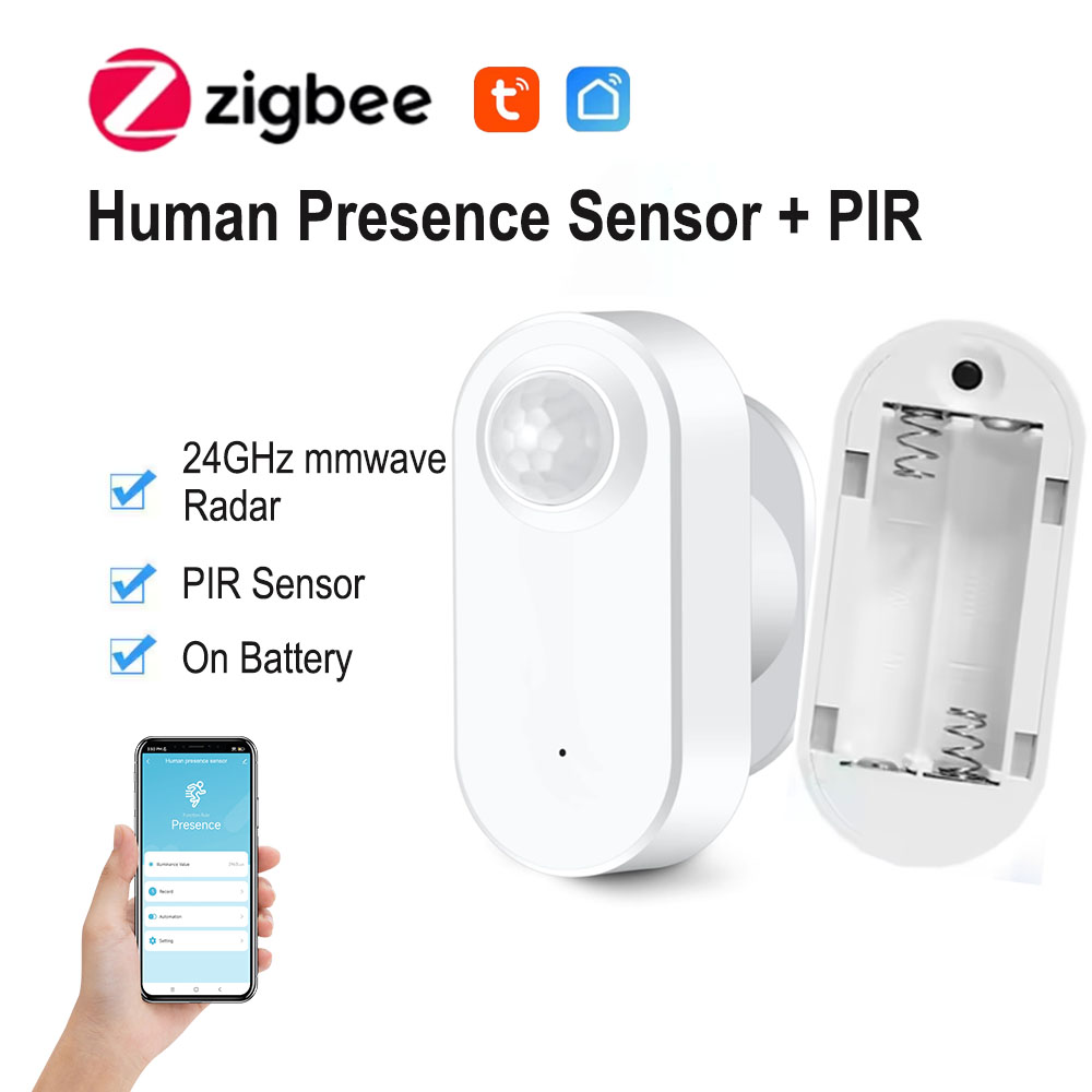 Детектор присутствия человека Tuya Zigbee, обнаружение яркости/расстояния, интеллектуальный PIR-датчик движения, поддержка Zigbee 2mqtt Home Assistant