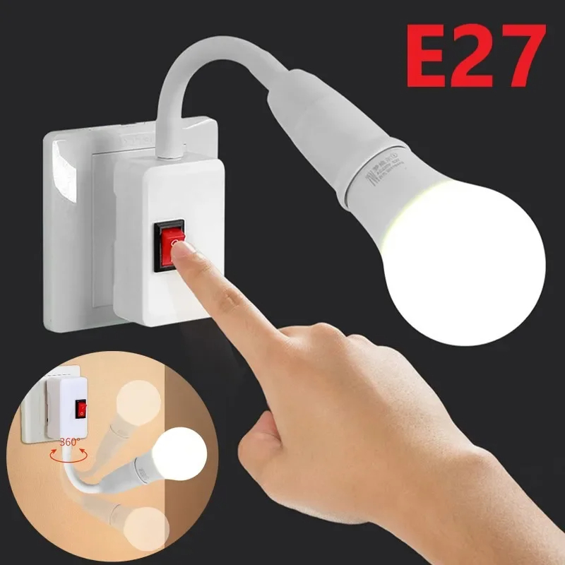 Direct Plug-in Rotary Lamp Head E27 Socket Lamp Bulb Holder with Switch EU Plug Lamp Holder LED Table Lamp Led Base Lamp Base