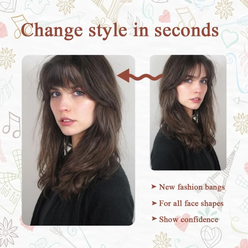 Extensões naturais com clip de cabelo com templos, fofas, invisíveis, curvas, ar, postiços para mulheres, roupas diárias, moda