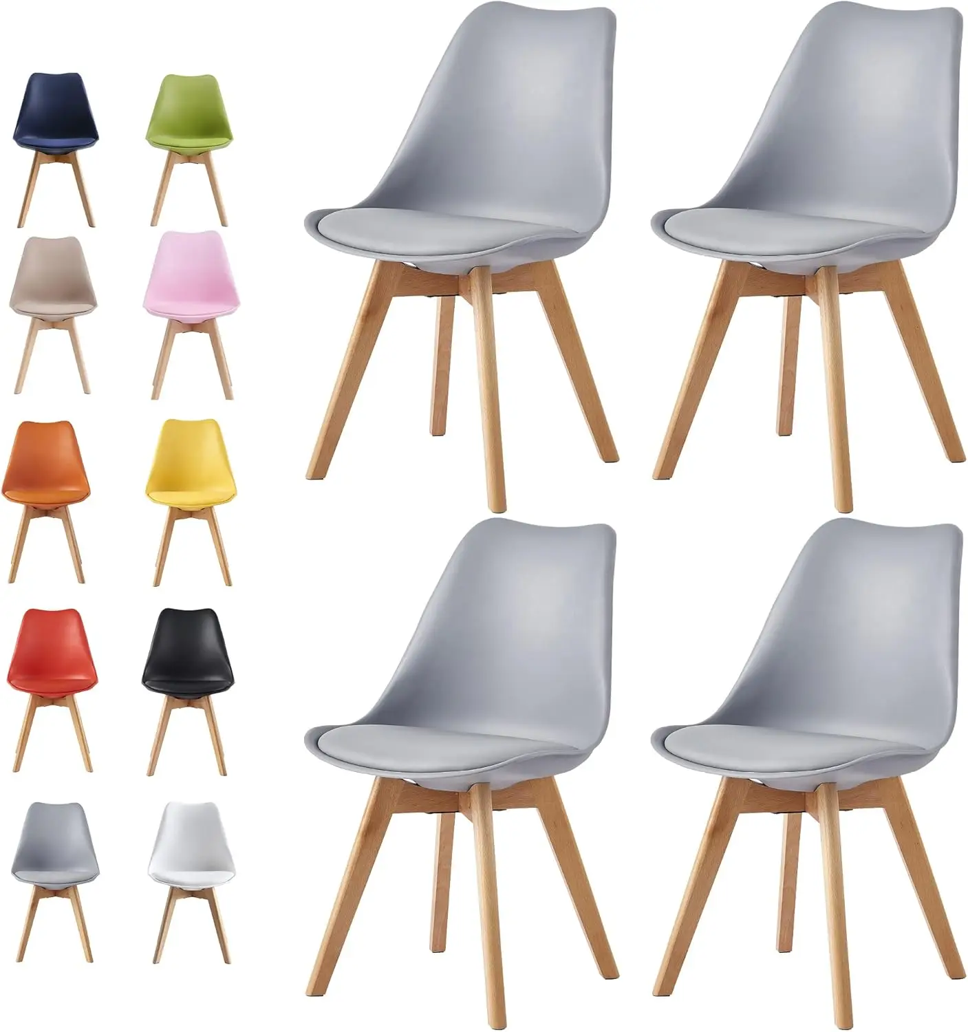 direct Esszimmerstühle im 4er Set Küchenstuhl Bürostuhl Lounge Chair Designer Schalenstuhl Eva (Grau)