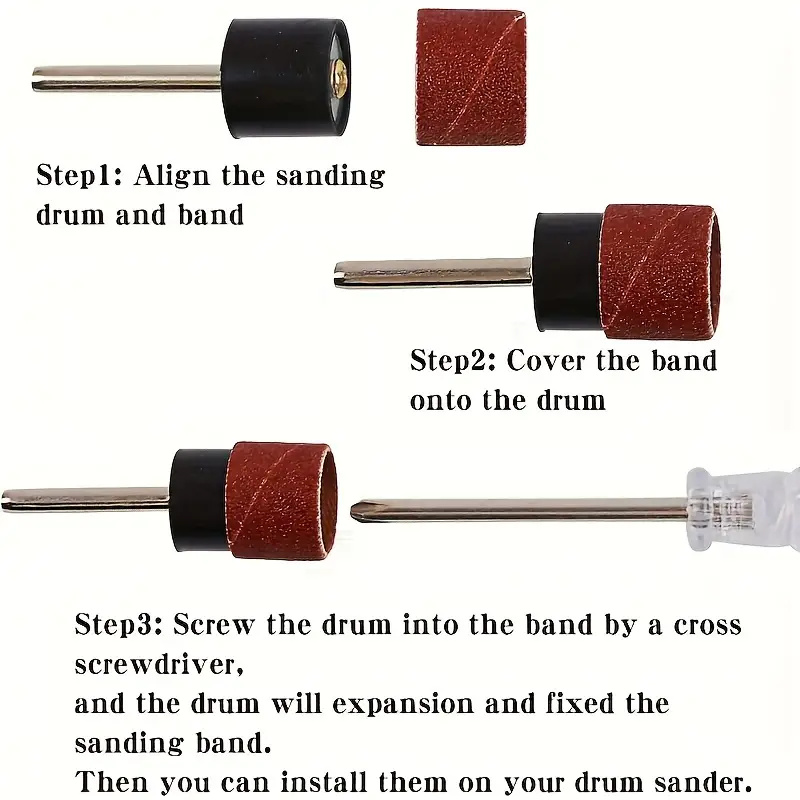 Kit tamburo abrasivo da 102 pezzi nastro abrasivo 1/2 mandrini da 1/4 pollici grana 80/120/180 per trapani per unghie utensili abrasivi per rettifica rotante