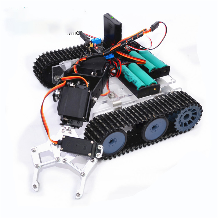 แขนหุ่นยนต์พร้อมรถถัง RC 4 dof สำหรับหุ่นยนต์ Arduino หุ่นยนต์อะคริลิคของตกแต่งงานปาร์ตี้ tangki REMOTE CONTROL Ps2 MG996หุ่นยนต์ตั้งโปรแกรมได้