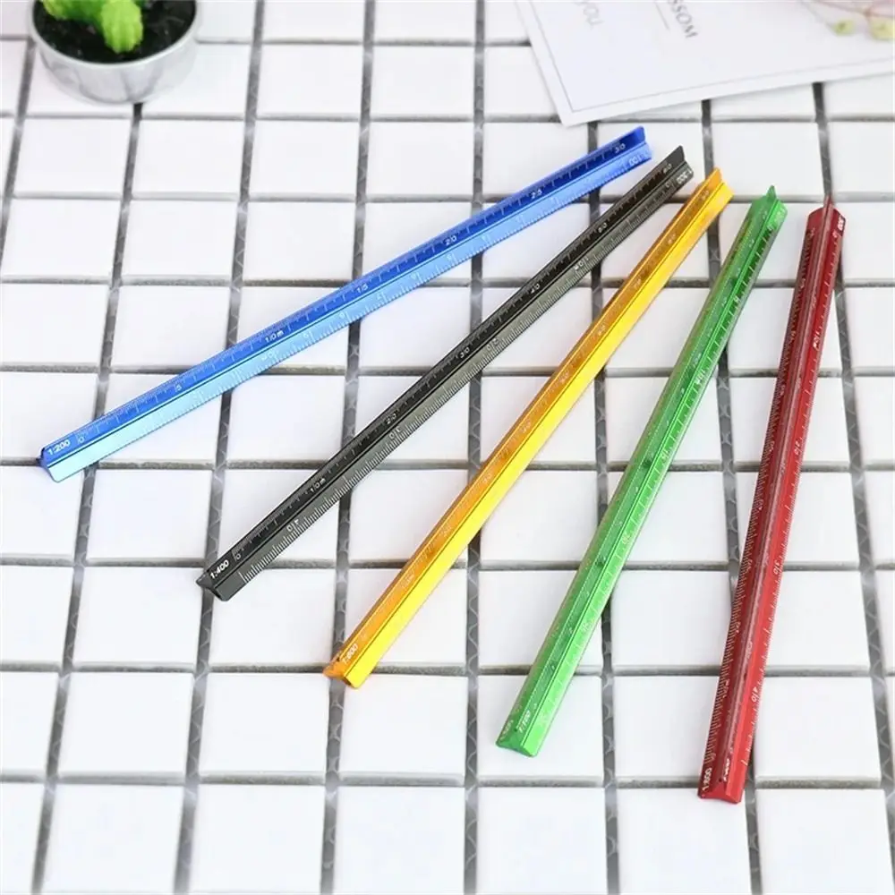 Aluminum Alloy Triangular Scale Ruler Smoothly Multi-function Measuring Ruler Technical 15cm 30cm Metal Ruler Stationery