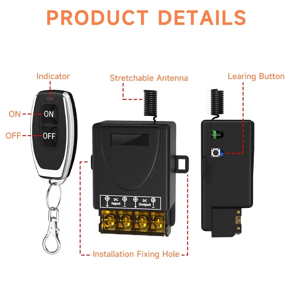 Interruptor de Control remoto inalámbrico Universal de 433Mhz DC 12V 1CH módulo receptor de relé Transmisor RF controles remotos de 433 Mhz