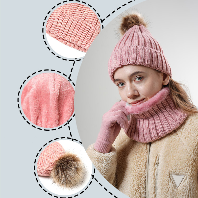 3 pz/set Donne Cappello Lavorato A Maglia Sciarpa Guanti Inverno Adolescente Ragazze Beanie Scaldacollo Vestito Orecchie Calde All'aperto Donna Cap Set