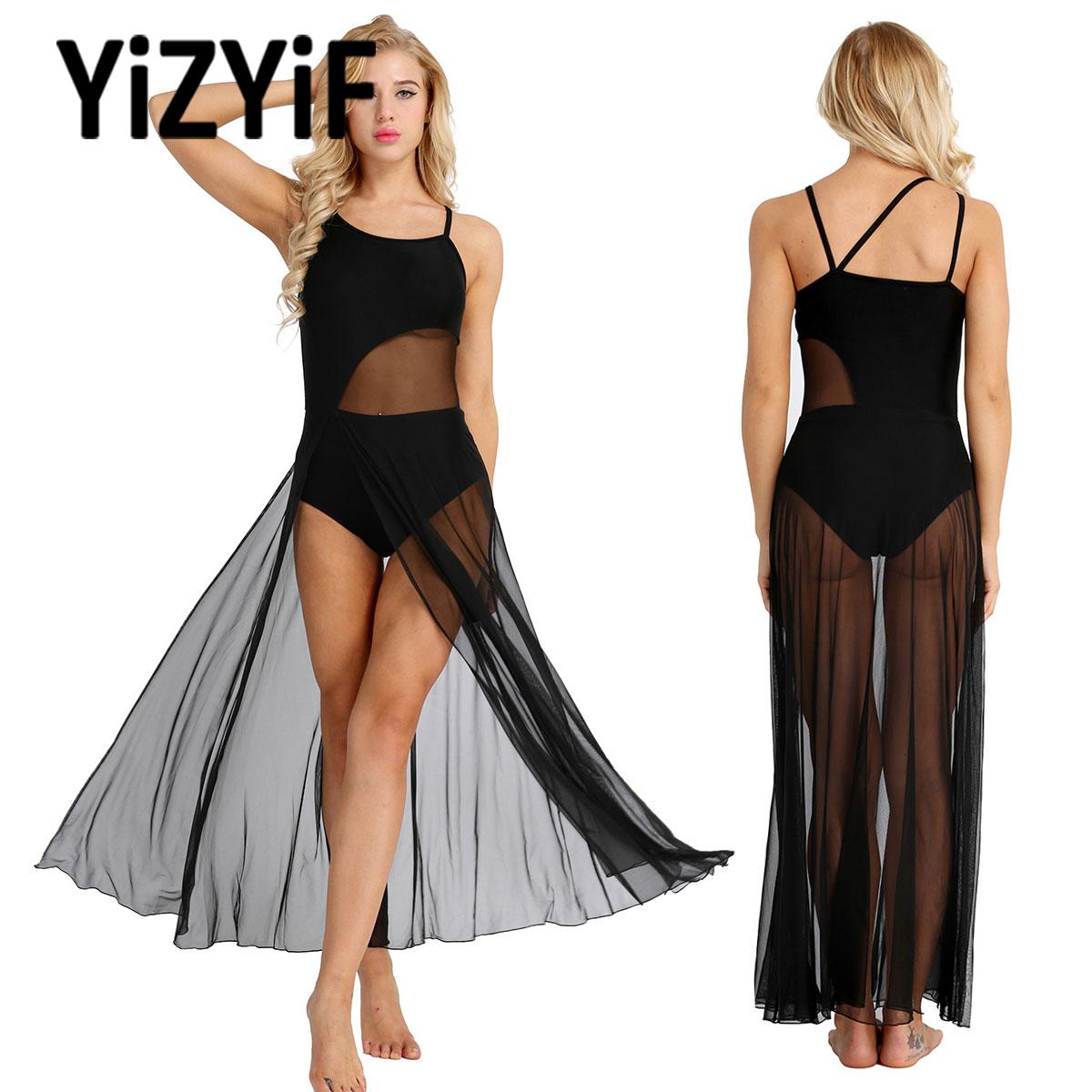 Lyrical Modern Dance Performance Kleid für Damen, durchsichtiges Mesh-Trikotkleid, Ballsaal, Eiskunstlauf-Kleidung, Damenbekleidung 2025,