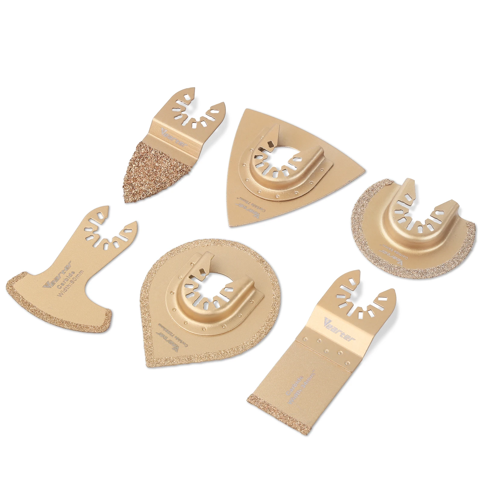 Vearter 6Pcs Carbide Oscillating Saw Blades Set Universal Quick Release Accessories Kit For Tile Grout Mortar Concrete Masonry