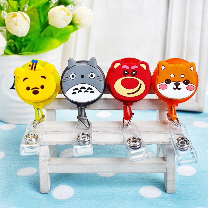 Hello Kitty Winnie the Pooh Lotso for ID Card Holder Scalable Toggle Clip Employee Card Nurse Chest Card Student Bus Card Holder
