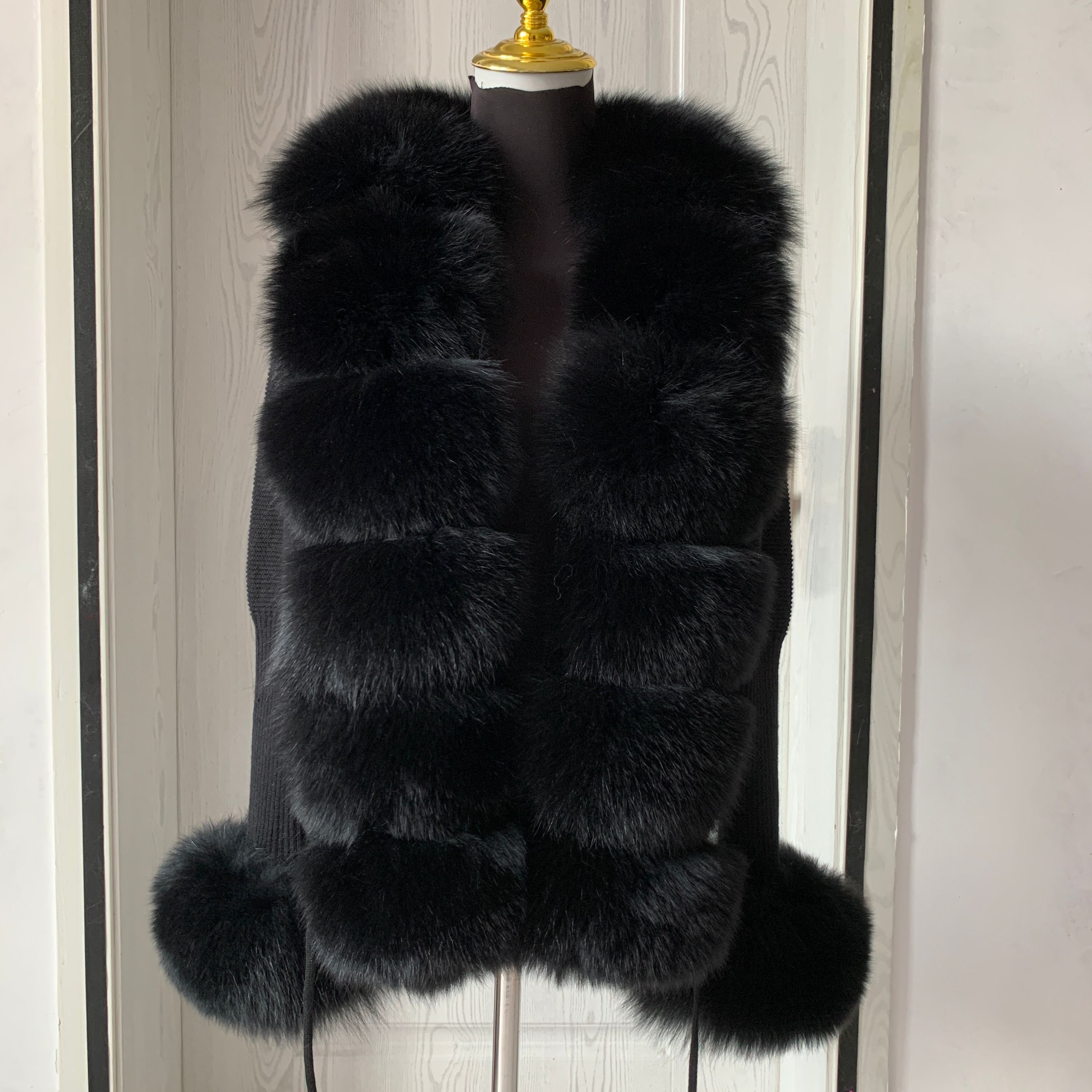 Dames lente en herfst trui vest jas met echte vossenbontkraag echt vossenbont jas natuurlijk vossenbont damesjas