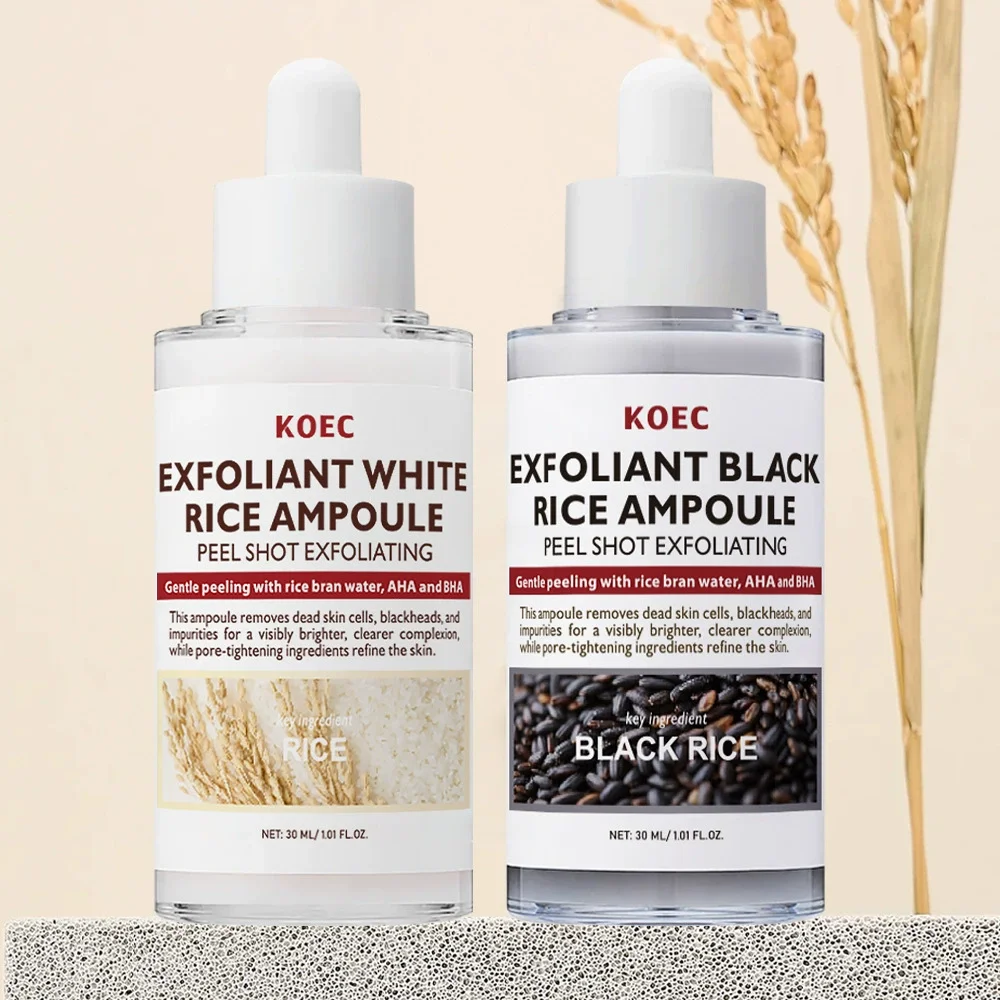 30ml KOEC Exfoliant Black & White Rice Ampoule Facial Serum Peel Shot Exfoliating Brightening Remove Dead Skin Blackhead AHA BHA