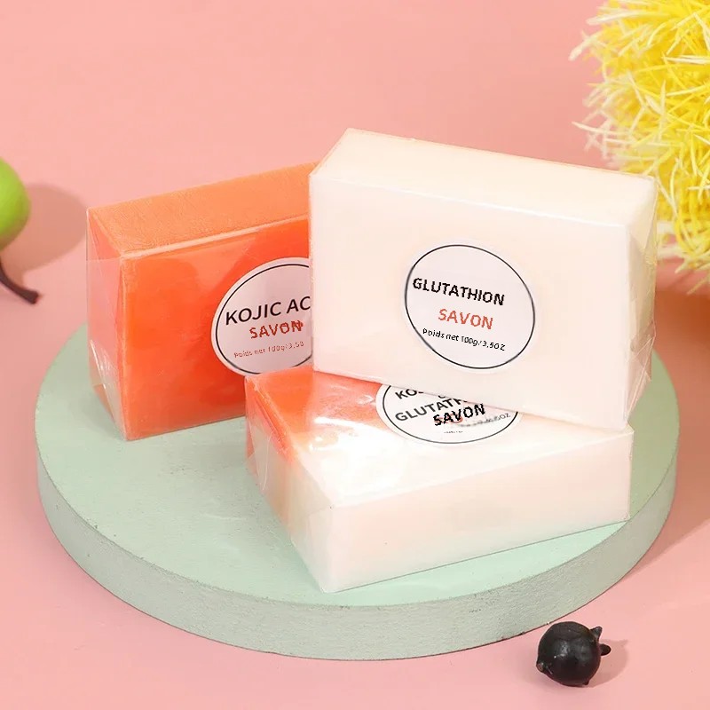 Savon éclaircissant pour la peau à l'acide kojique, 100g, avec glutathion, savon blanchissant éclaircissant fait à la main pour le visage, 3 Options de couleur disponibles