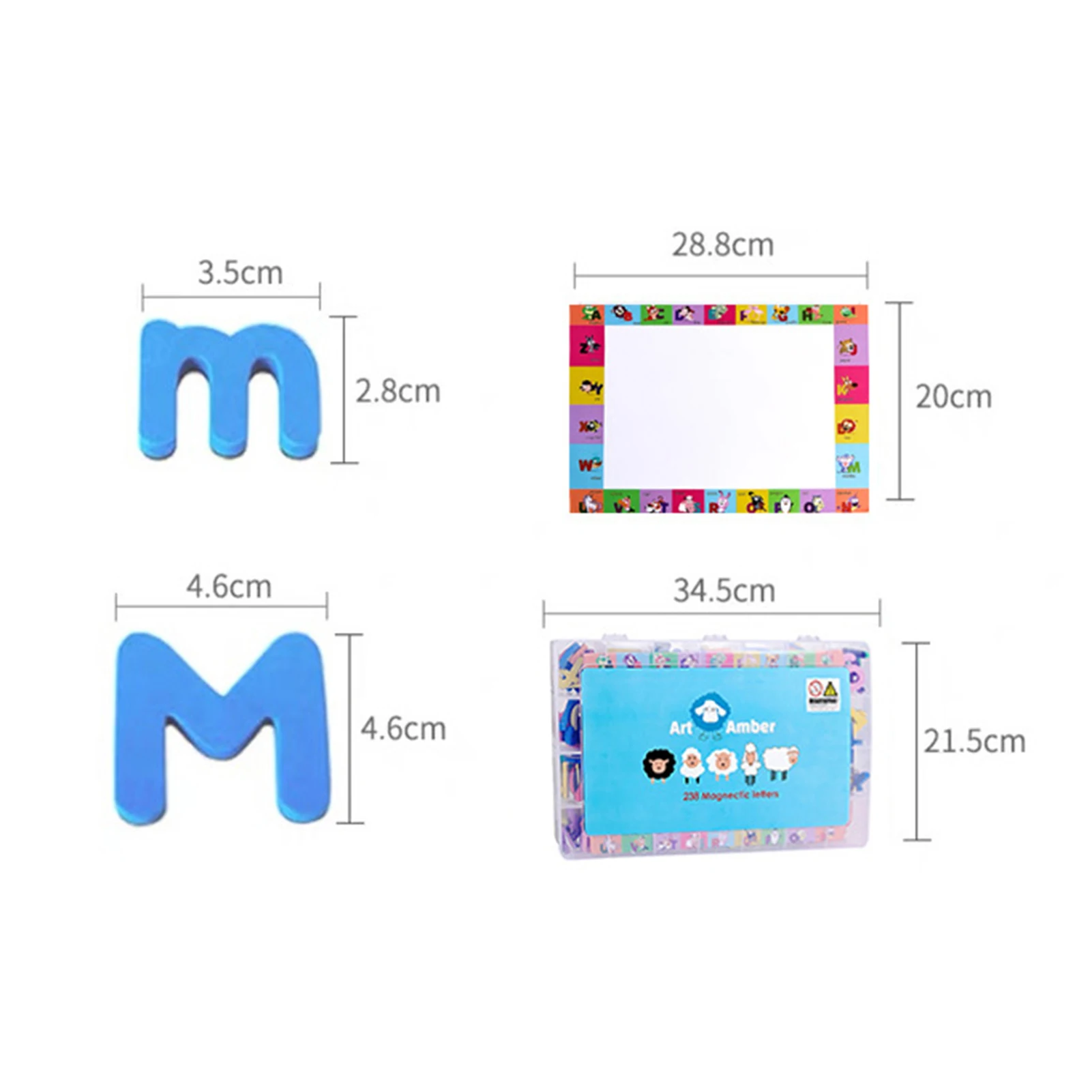Magnetic Letters Kit Alphabet Magnets Toy 238 Pcs ABC Foam Large Double-Side Magnet Board Pen Board Eraser Refridge Magnets