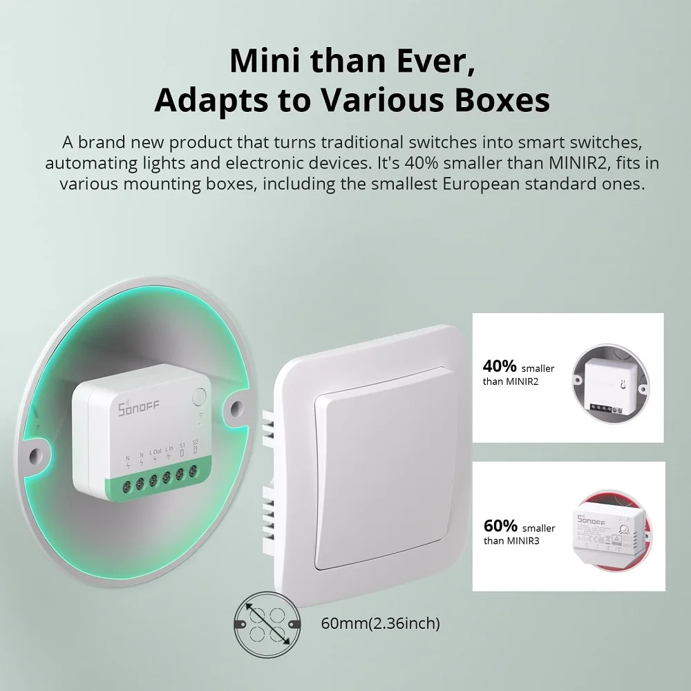 Sonoff mini r4 matéria wifi interruptor de luz casa inteligente sonoff mini r4 extrema materia relé trabalho com alexa google casa homekit