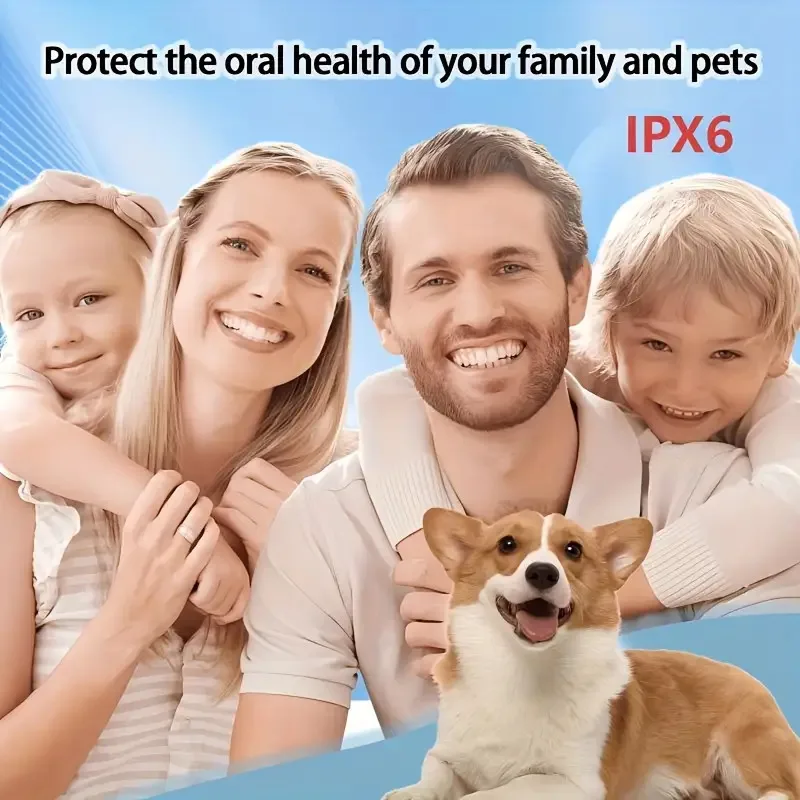 Escova de dentes elétrica e limpador 2 em 1, ajuste de velocidade de engrenagem, remoção de placa dentária, grau à prova d'água IPX6, contendo 4 brus elétrico
