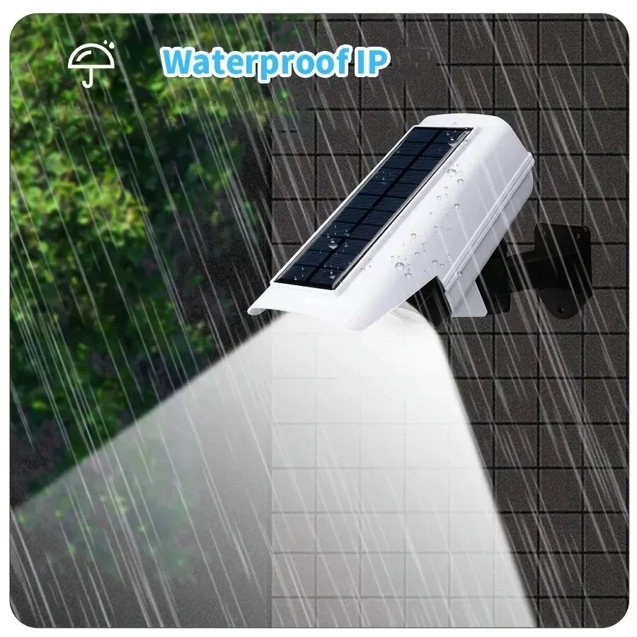 77 LED กลางแจ้ง Motion Sensor พลังงานแสงอาทิตย์ไฟ FloodLight กันน้ําไร้สาย Dummy Decoy กล้องรักษาความปลอดภัยปลอมสําหรับ Porch Garden Patio