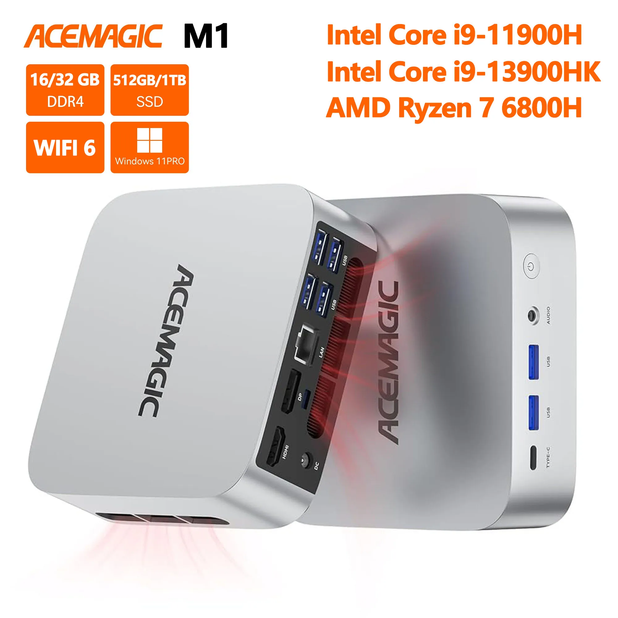 ACEMAGIC M1 Mini Gaming PC Intel Core i9-11900H Mini Computer 4K Triple Display Mini Desktop Computers BT5.2/WiFi 6/Dual Channel
