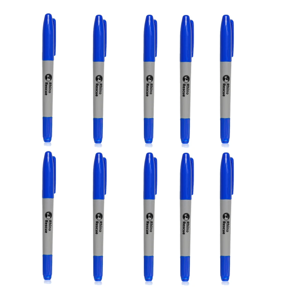 RHINO RESCUE Double Tip Marker Pen Fine and Broad Tip Twin Tip Pens For Outdoor Camping Home Signing and Marking (Pack of 10)