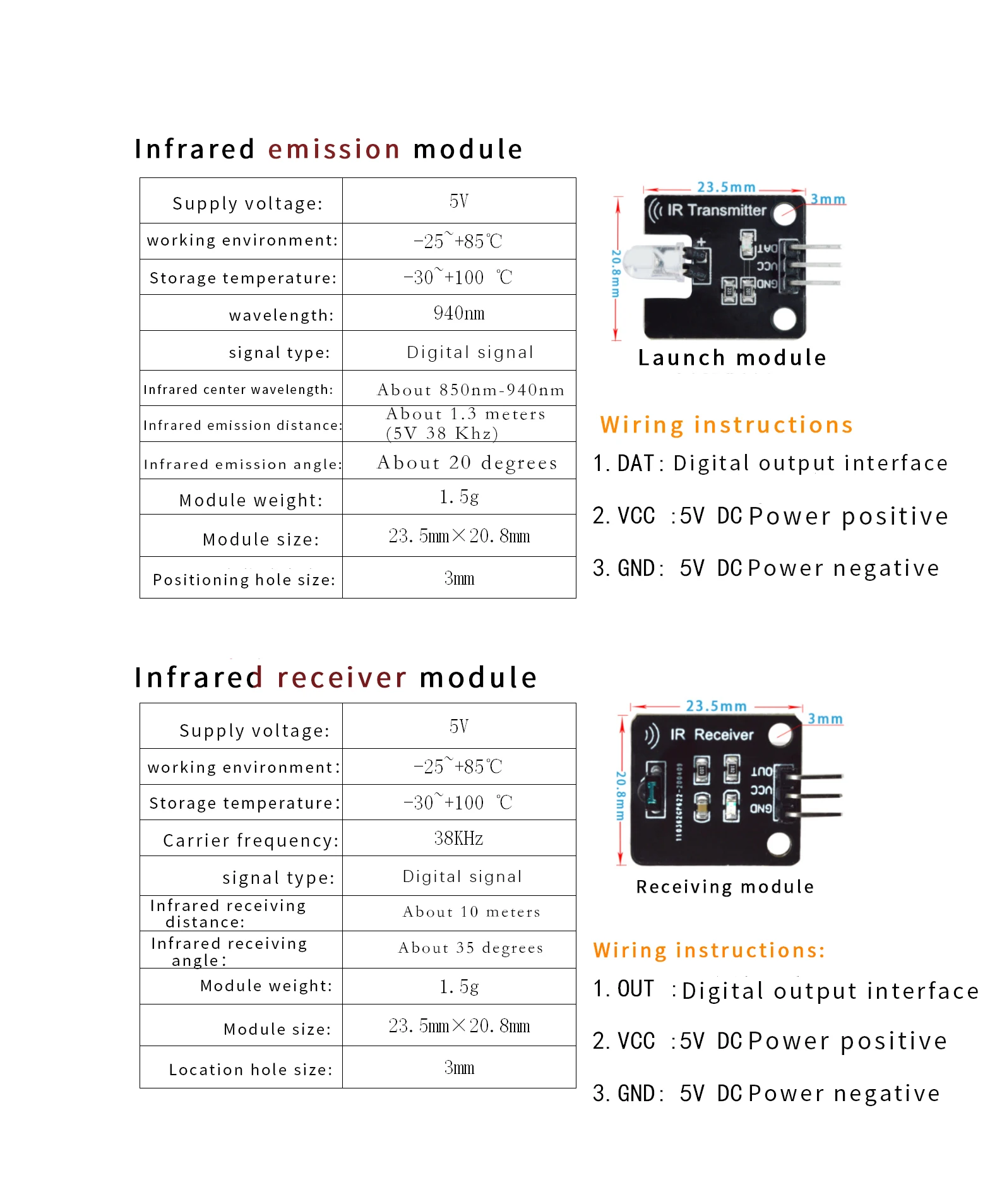 SONGXIN módulo transmisor infrarrojo IR Digital, 38khz, módulo de Sensor receptor infrarrojo para Arduino, bloque de construcción electrónico