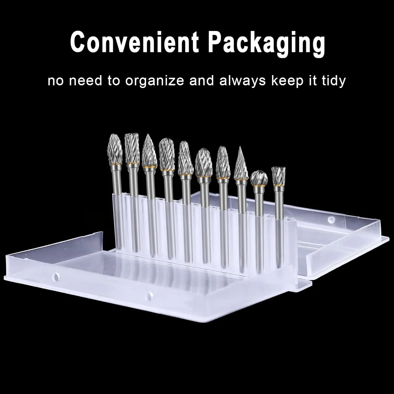 10PCS Carbide Burr Set Compatível com Dremel 1/8 "Shank Die Grinder Rotary Ferramenta Rasp Bits Madeira Metal Escultura Elétrica Moagem