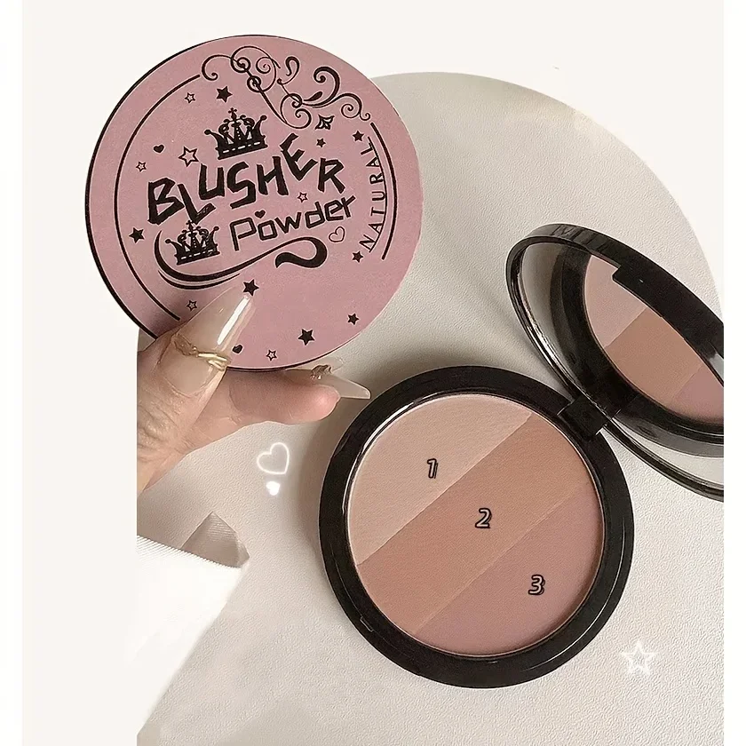 3-kleuren grijs trimpalet Blush-palet Prachtige matte neusschaduw Oogschaduw Verhelderend contourtrimpalet