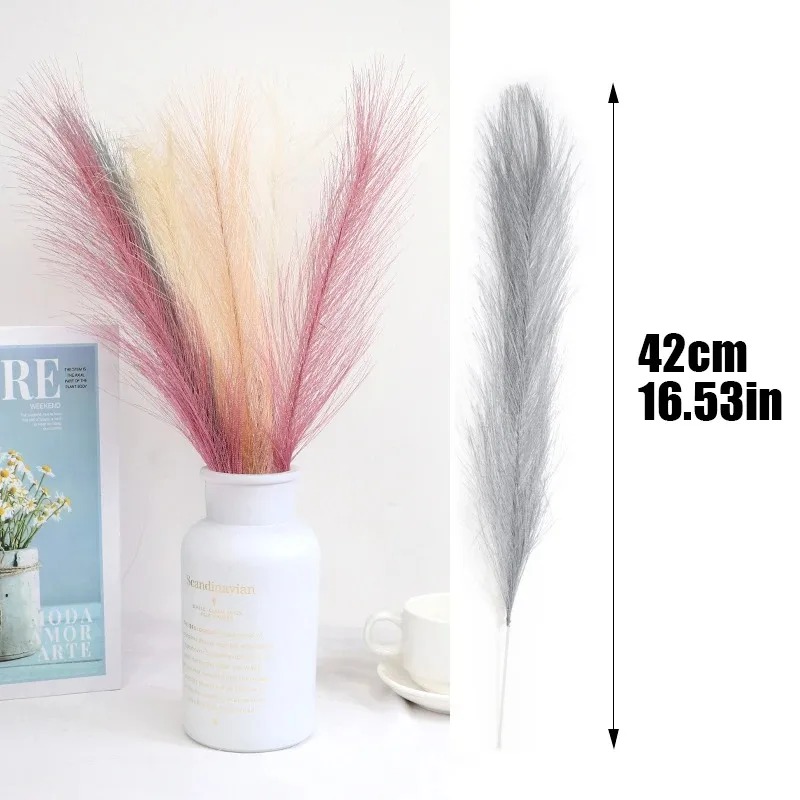 15/30PCS 42CM Artificial Fluffy Pampas Grass Boho Decor, Fake Reed Plants for Wedding Home Party Living Room DIY Vase Decoration